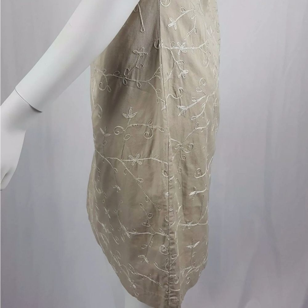 Tommy Hilfiger Womens Size 8 Tan Floral Embroidered Spaghetti Strap Shift Dress - Picture 7 of 11